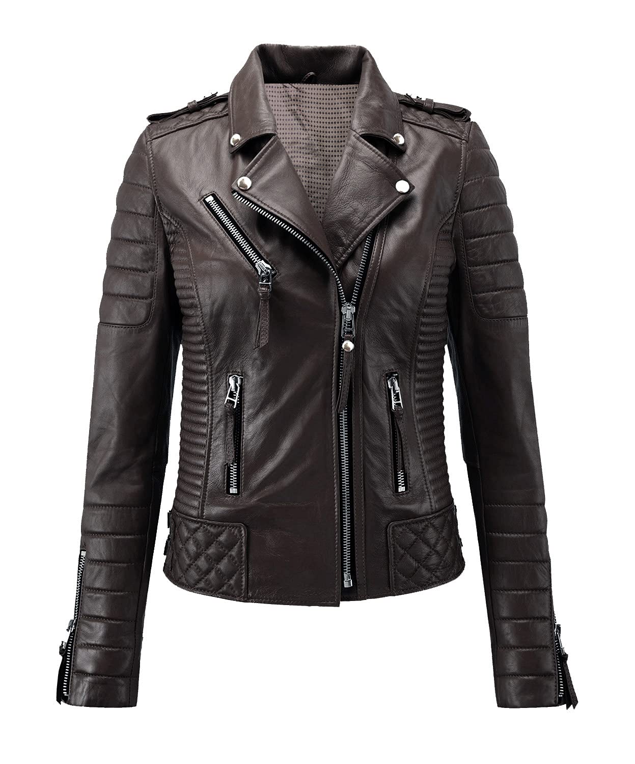 Leather Jacket Motorcycle Bomber Biker Genuine Lambskin Leather Jacket for Women