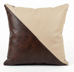 Designer Geometric & Textured Leather Throw Pillows Beige/Brown/Ostrich