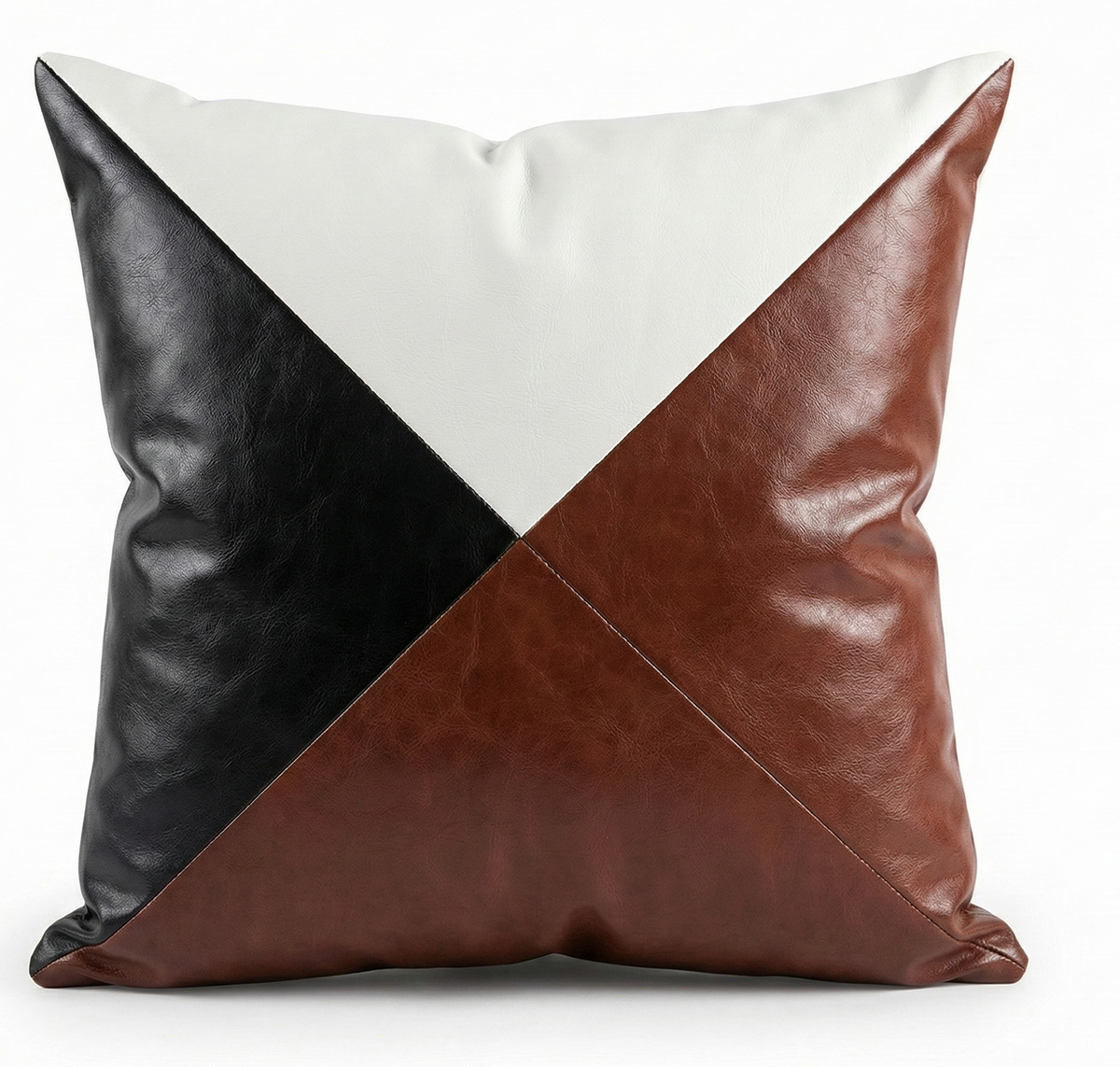 Designer Geometric & Textured Leather Throw Pillows Beige/Brown/Ostrich