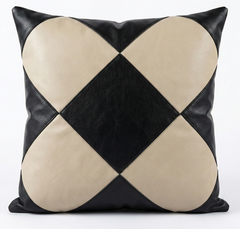 Modern Geometric Black & White Yin Yang Leather Throw Pillow Cushion covers