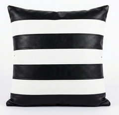 Modern Geometric Black & White Yin Yang Leather Throw Pillow Cushion covers