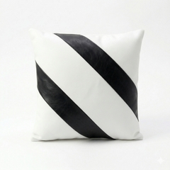 Modern Geometric Black & White Yin Yang Leather Throw Pillow Cushion covers