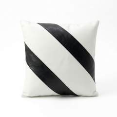 Modern Geometric Black & White Yin Yang Leather Throw Pillow Cushion covers