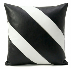 Modern Geometric Black & White Yin Yang Leather Throw Pillow Cushion covers