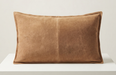 Premium Suede Leather Lumbar Pillow Cover | Tailored Cushion Case
