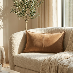 Premium Suede Leather Lumbar Pillow Cover | Tailored Cushion Case