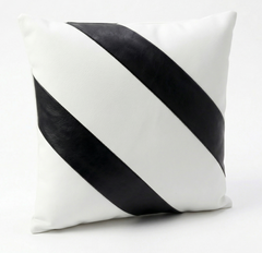 Modern Geometric Black & White Yin Yang Leather Throw Pillow Cushion covers