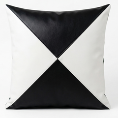 Modern Geometric Black & White Yin Yang Leather Throw Pillow Cushion covers