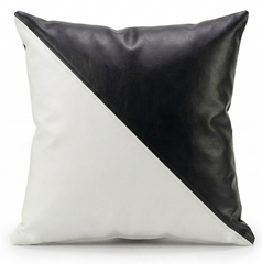 Modern Geometric Black & White Yin Yang Leather Throw Pillow Cushion covers