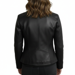Women’s Black Real Sheepskin Leather Quilted Jacket