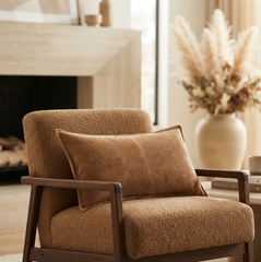 Premium Suede Leather Lumbar Pillow Cover | Tailored Cushion Case