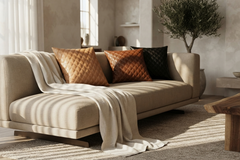 Leather Pillow Cover Decorative Sofa Quilted Cushion Case For Living Room & Bedroom