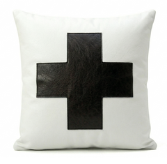 Modern Geometric Black & White Yin Yang Leather Throw Pillow Cushion covers