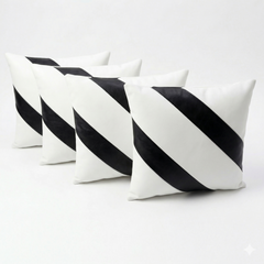 Modern Geometric Black & White Yin Yang Leather Throw Pillow Cushion covers