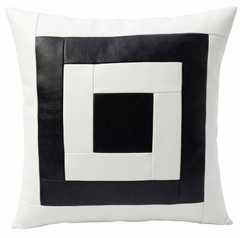 Modern Geometric Black & White Yin Yang Leather Throw Pillow Cushion covers