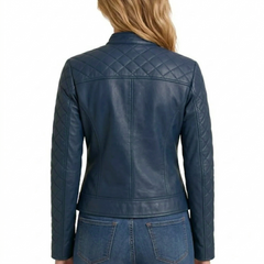 Women Green Quilted Stylish Leather Jacket - Cafe Racer Leather Jacket