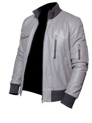 Men's The Luftwaffe German Air Force Grey Leather Jacket
