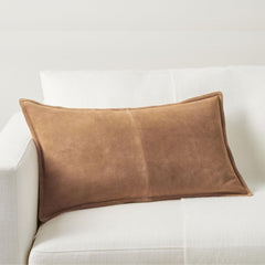 Premium Suede Leather Lumbar Pillow Cover | Tailored Cushion Case