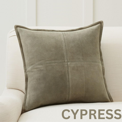 Genuine Suede Leather Square Pillow Cover - Luxury Boho Farmhouse Cushion Case
