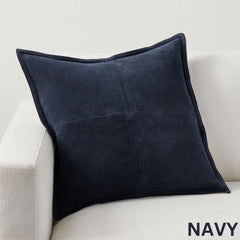 Genuine Suede Leather Square Pillow Cover - Luxury Boho Farmhouse Cushion Case