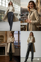 Women's Classic Beige Trench Coat - Elegant Long Overcoat | Timeless Chic Fall & Winter Outerwear