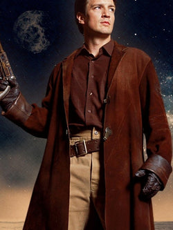 Malcolm Reynolds Firefly Movie Series Brown Suede Leather Trench Coat