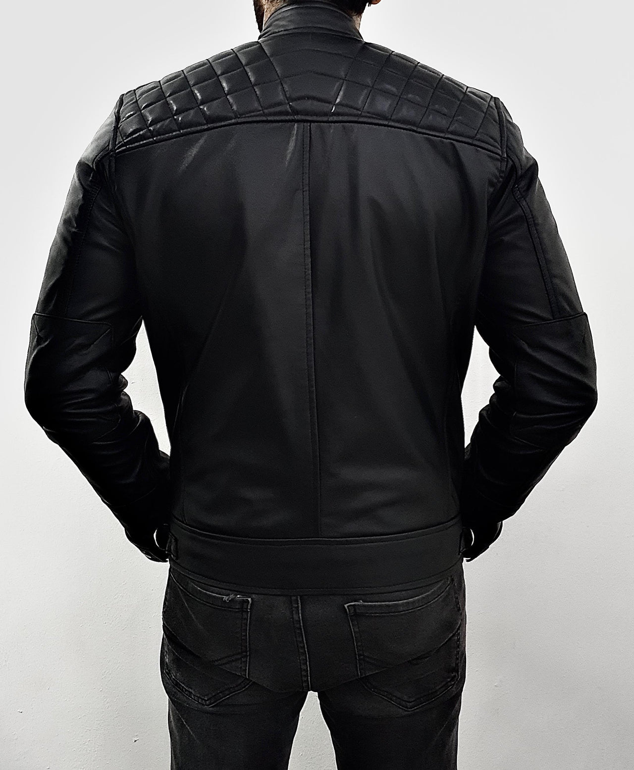 Men's Biker Style  Black Leather Jacket