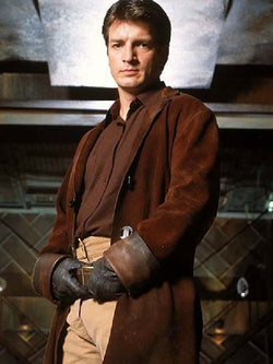 Malcolm Reynolds Firefly Movie Series Brown Suede Leather Trench Coat