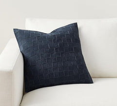 Premium Suede Leather Woven Cushion Cover - Basketweave Pillow Case