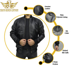 Men's Baseball Letterman Varsity Genuine Leather Bomber Jacket