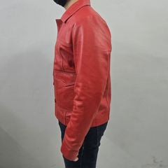 Fight Club Tyler Durden Brad Pitt Red Genuine Sheepskin Leather Jacket