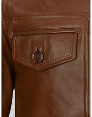 Mens Fashion Locomotive Luxury Brown Captain America Movie Leather Jacket