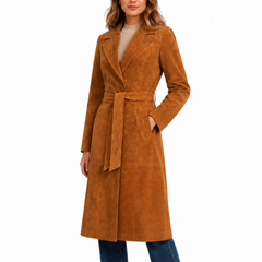 Women's Brown Suede Trench Coat
