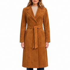 Women's Brown Suede Trench Coat