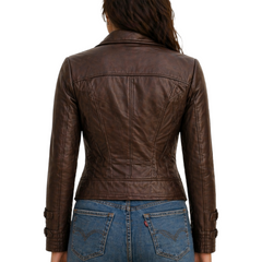 Women's Real Leather Slim Fit Biker Motorcycle Jacket