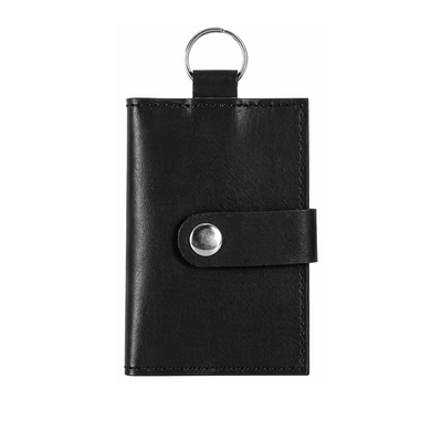 Small ID Window Card Holder Key Chain Leather Keyring Purse Mini