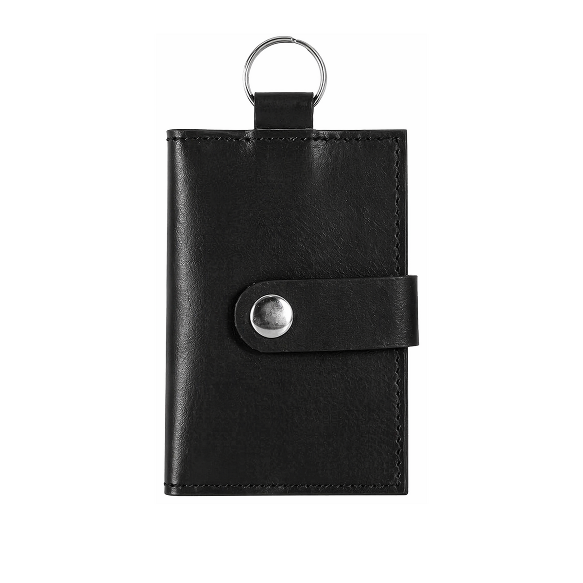 Small ID Window Card Holder Key Chain Leather Keyring Purse Mini Cash Wallet