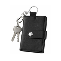Small ID Window Card Holder Key Chain Leather Keyring Purse Mini Cash Wallet