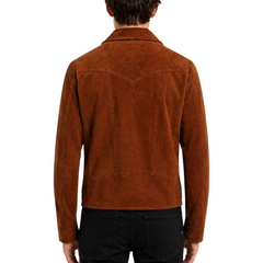 Mens Designer Suede Biker Brown Leather Jacket