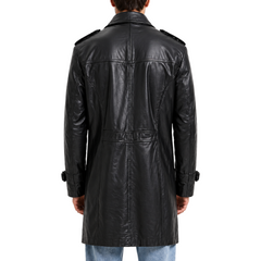 Men's Uboat Black Leather Long Coat - WW2 German Uboat Reefer Costume