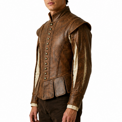 Men's Brown New Style Cosplay Real Leather Coat