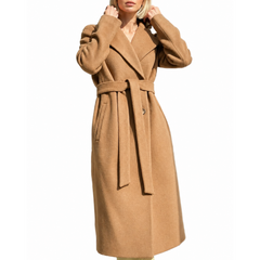 Women's Camel Wool Blend Long Trench Coat