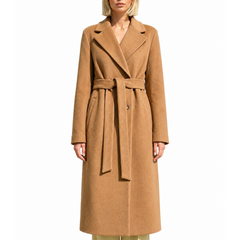 Women's Camel Wool Blend Long Trench Coat