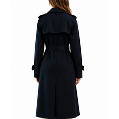 Women's Navy Blue Double Breasted Style Cotton Overcoat