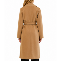 Women's Camel Notch Lapel Wool Blend Trench Coat