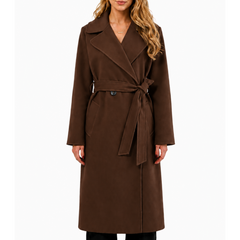 Women's Camel Notch Lapel Wool Blend Trench Coat