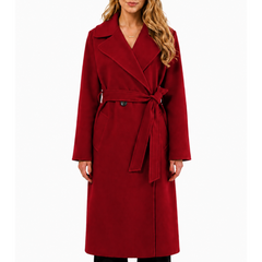 Women's Camel Notch Lapel Wool Blend Trench Coat