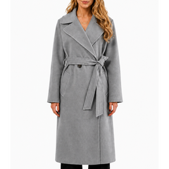 Women's Camel Notch Lapel Wool Blend Trench Coat