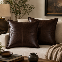 Leather Sofa Cushion Case For Home Decorative Throw Pillow Cover Living Bedroom (22x22")