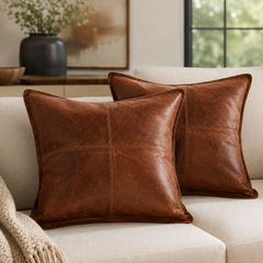 Leather Sofa Cushion Case For Home Decorative Throw Pillow Cover Living Bedroom (22x22")